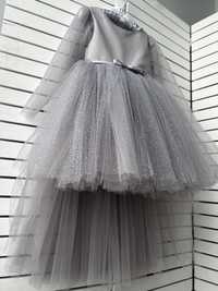 сукня святкова сіра з блиском, платье нарядное блестящее