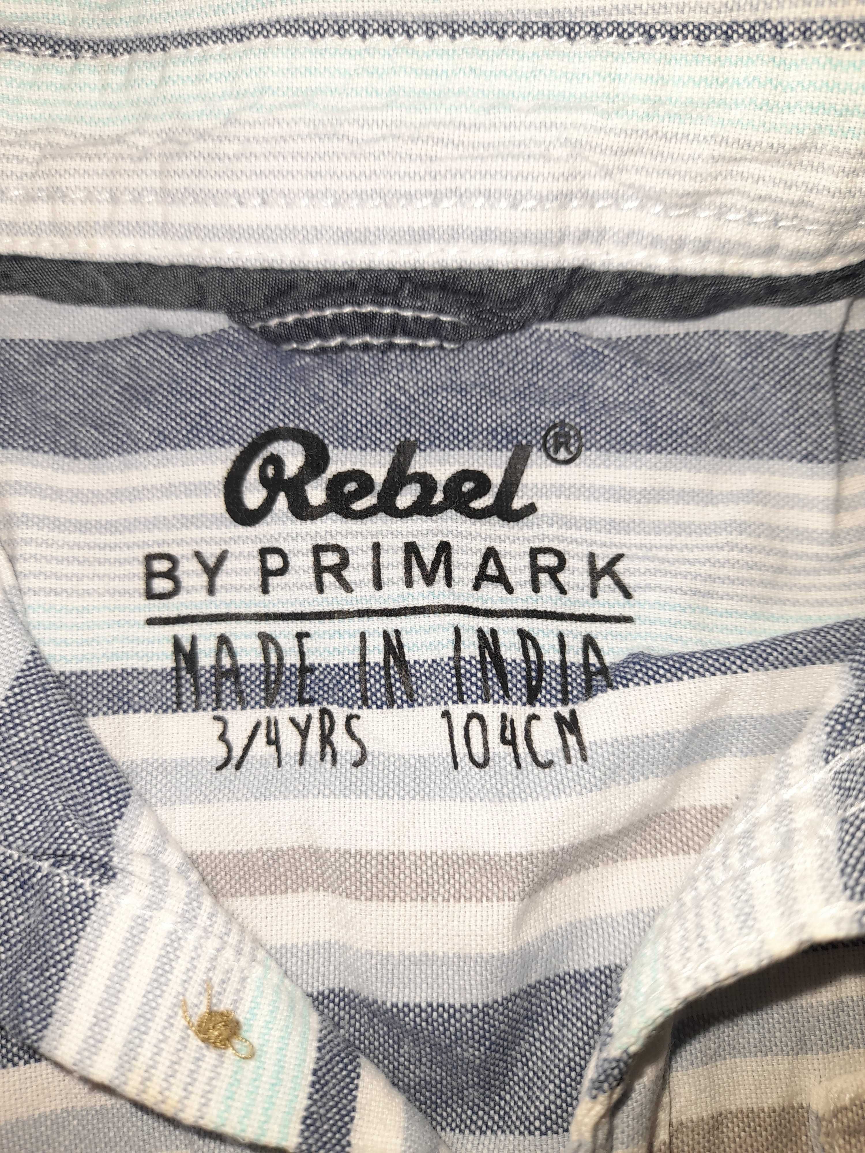 Koszula w paski hm primark 104 niebiesko Biała