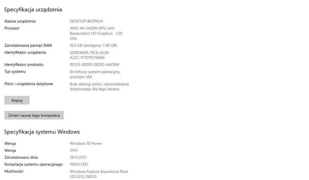 Laptop AMD/16GB Ram/SSD128GB+HDD1TB/Win10/17.3` FullHD dwie baterie