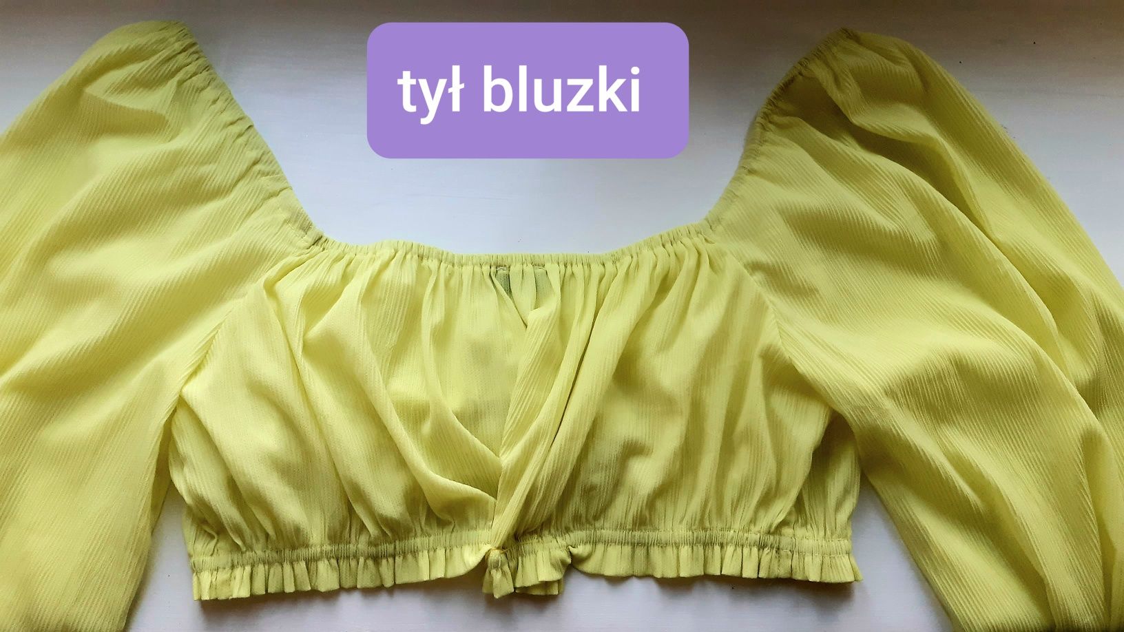 Bluzka hiszpanka S 36 letnia bufki neonowa krótka crop top na plaże