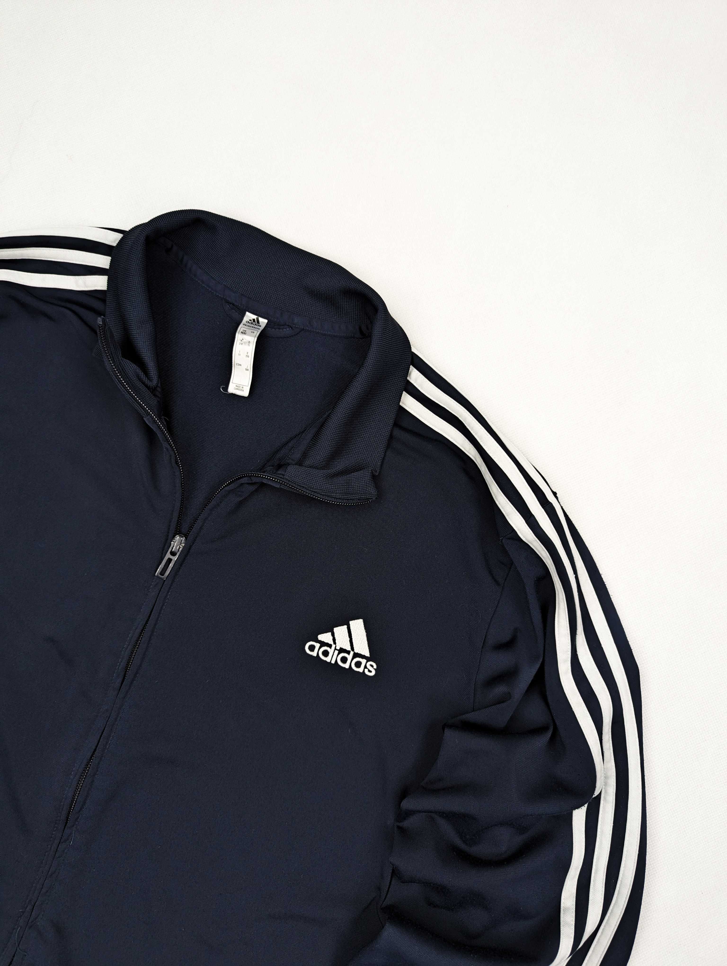 Adidas granatowa bluza z lampasami XXL logo