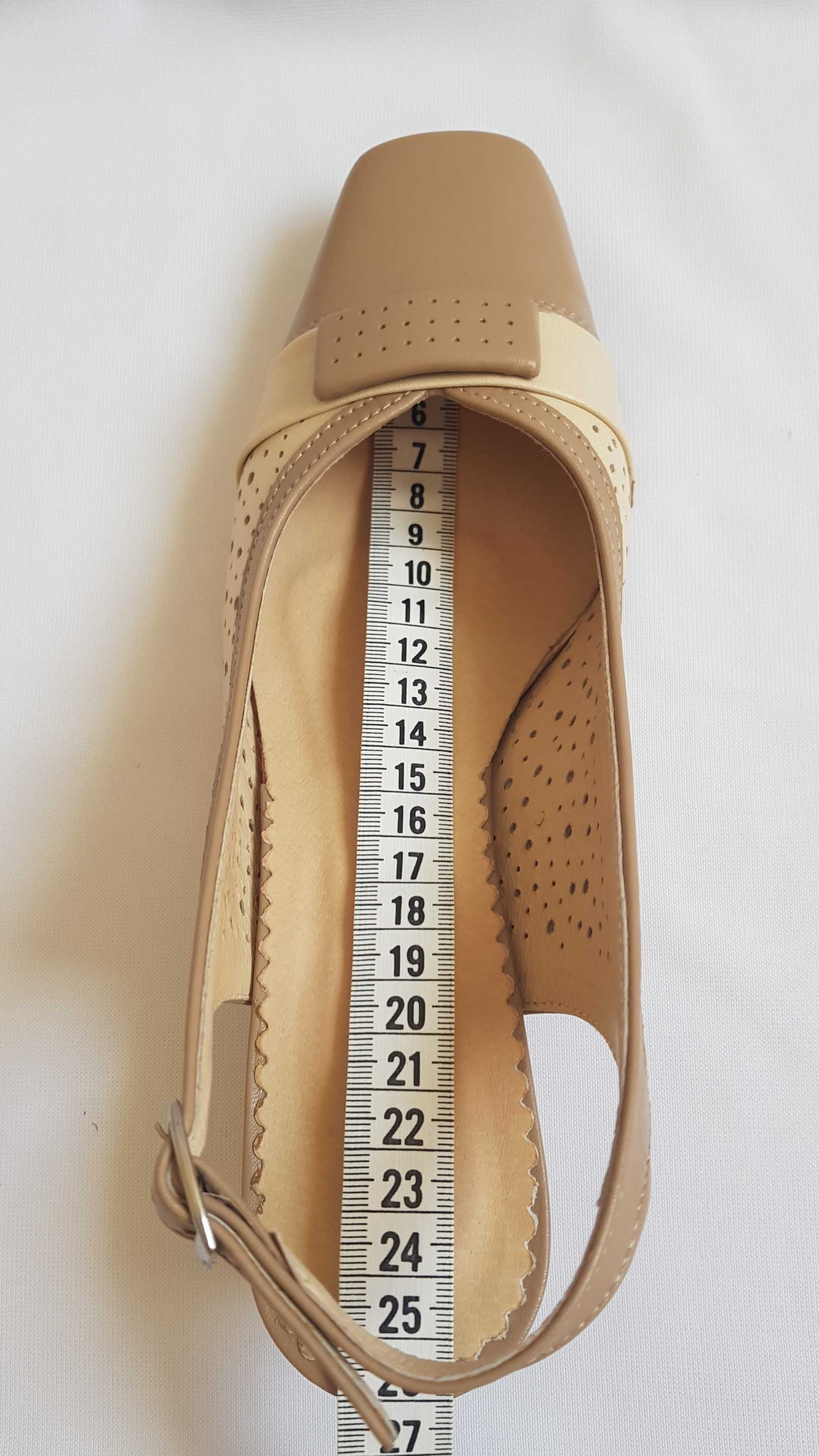 Sandały, czółenka damskie roz. 39 skóra NOWE Made in Poland