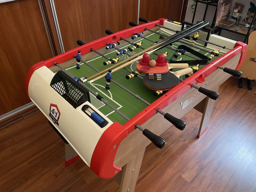 Stół SMOBY 4in1 piłkarzyki bilard ping-pong, hokej