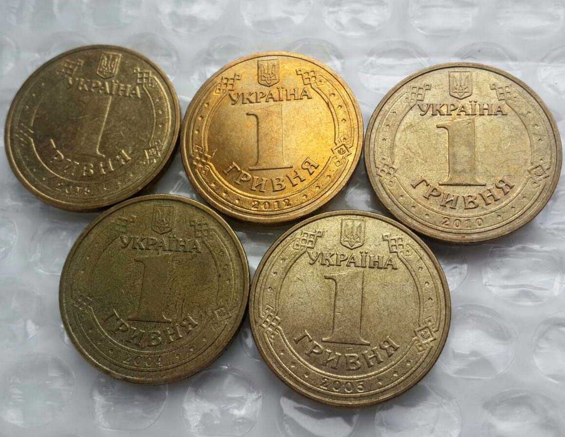 1 гривна 5 шт Медали 2004 Солдаты 2005 65 лет 2010 Евро 2012 Маки 2015