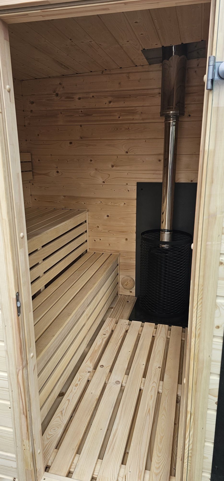 NOWA sauna ogrodowa z przedsionkiem piec elektryczny Harvia