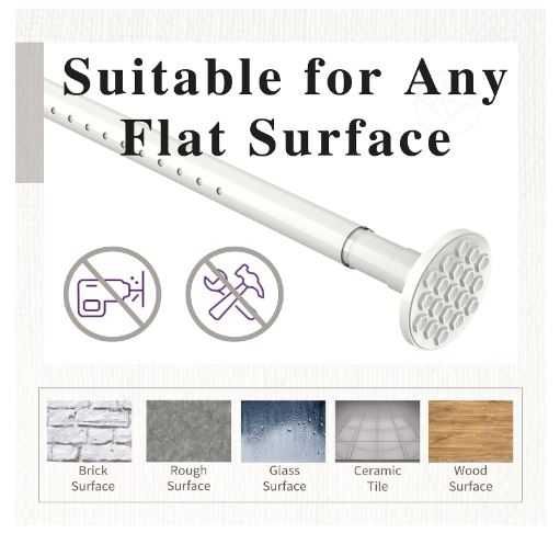 Drążek teleskopowy Bez wiercenia Karnisz do mocowania Biały 110-165 cm