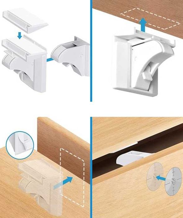 Mocne magnetyczne blokady zabezpieczenie do szafek 4 szt