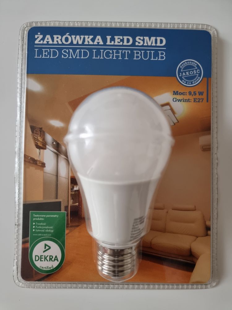 Żarówka żarówki LED SMD 2 sztuki gwint E27 9,5W 850lm