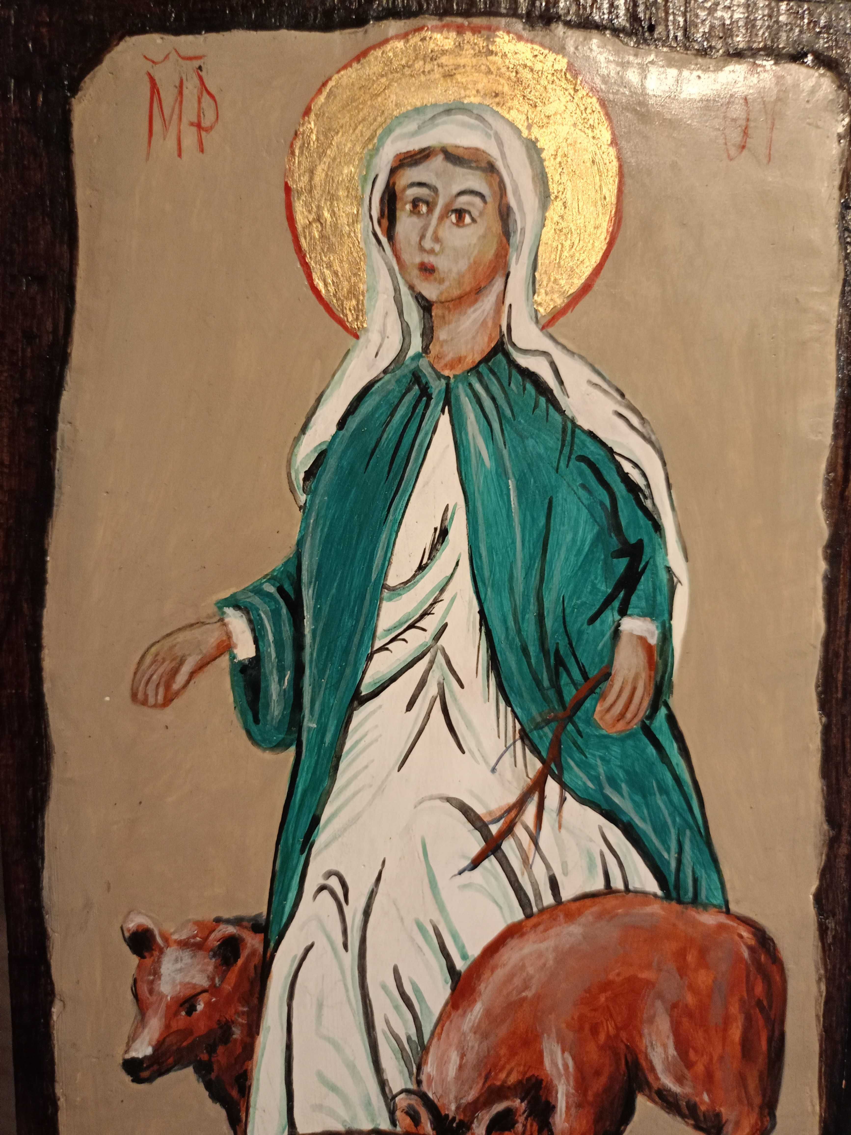ikona Matka Boska z niedźwiedziami na komunię świętą, na prezent