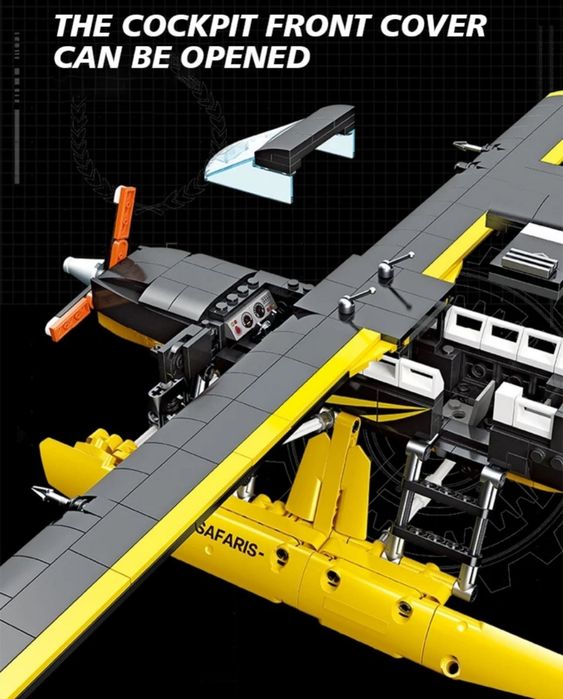 Конструктор детский водный самолет CESSNA208 амфибия 738шт блоков LEGO