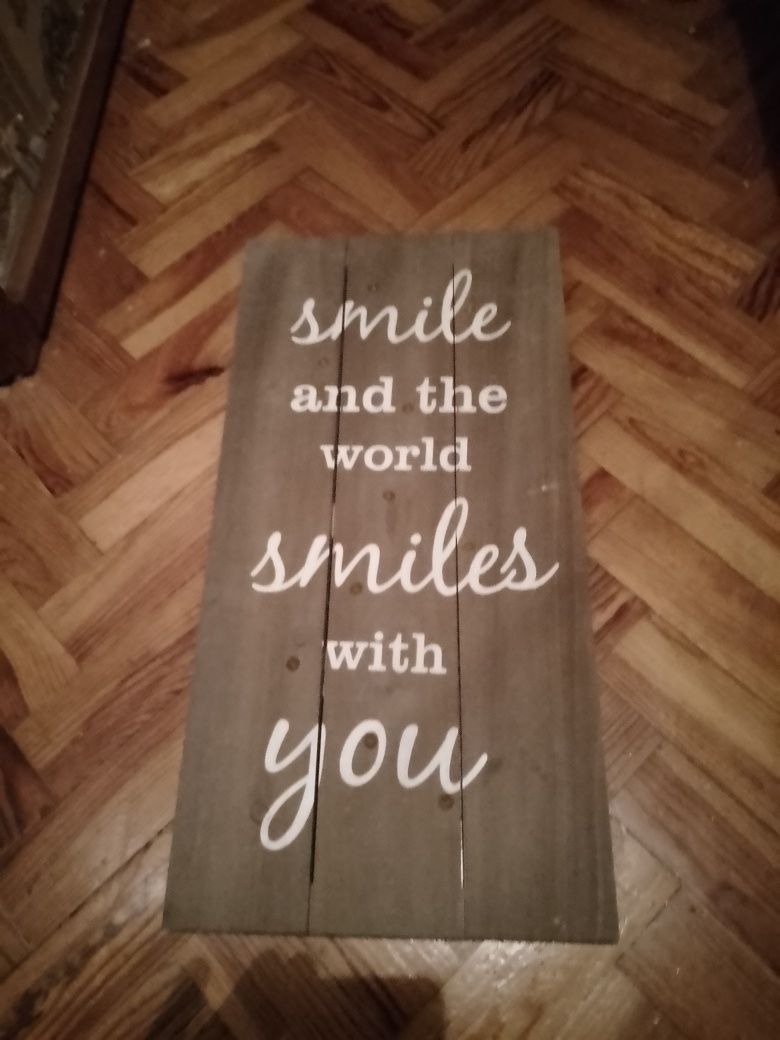 Sorria e o mundo sorrirà consigo! Placa de Madeira-30E-P.Bébé5EDesde5E