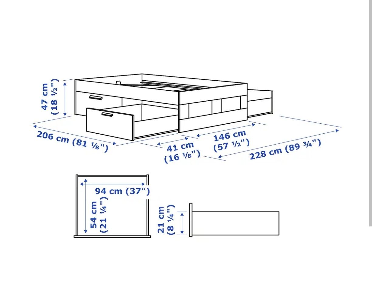 Cama com arrumação + 2 Estrados