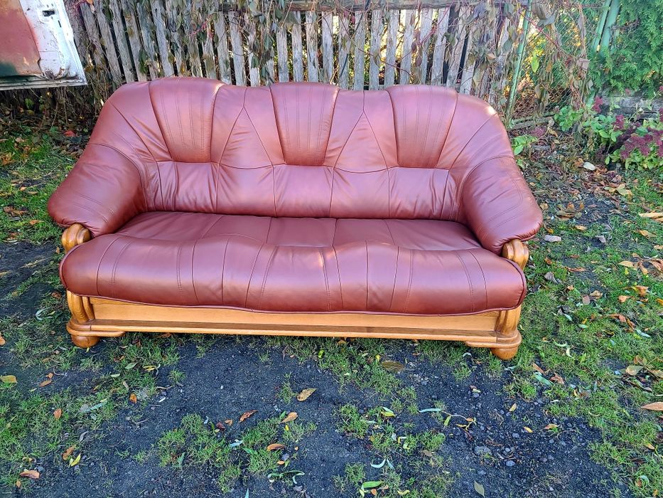 Шкіряний розкладний диван