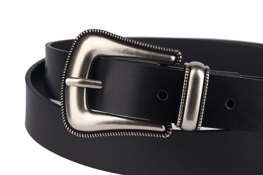 skórzany pasek damski z ozdobną klamrą - peterson