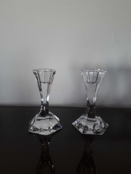 Conjunto de castiçais em cristal Atlantis sem uso