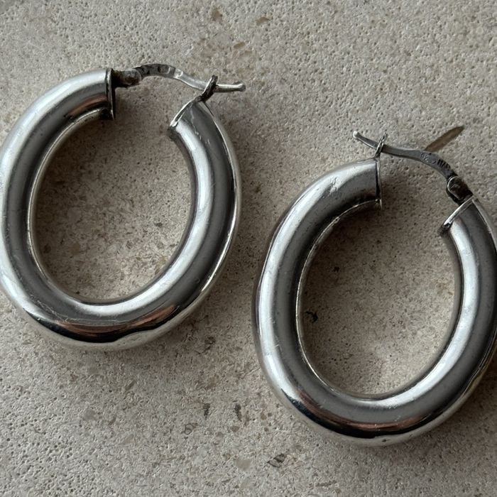 Brincos de argolas em prata portuguesa