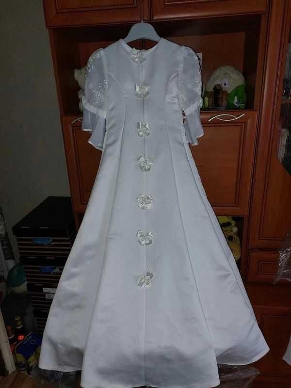 Sukienka komunijna, 128/134cm, z kołem, różyczki,