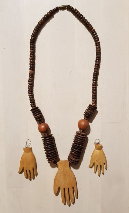 Afrykański naszyjnik dłonie etniczny etno ethno kolczyki boho