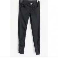 27 H&M Czarne matowe spodnie z zamkami skinny low waist