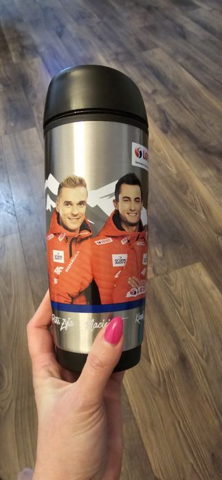 Kubek termiczny ze skoczkami narciarskimi Stoch, Żyła, Kubacki 450ml
