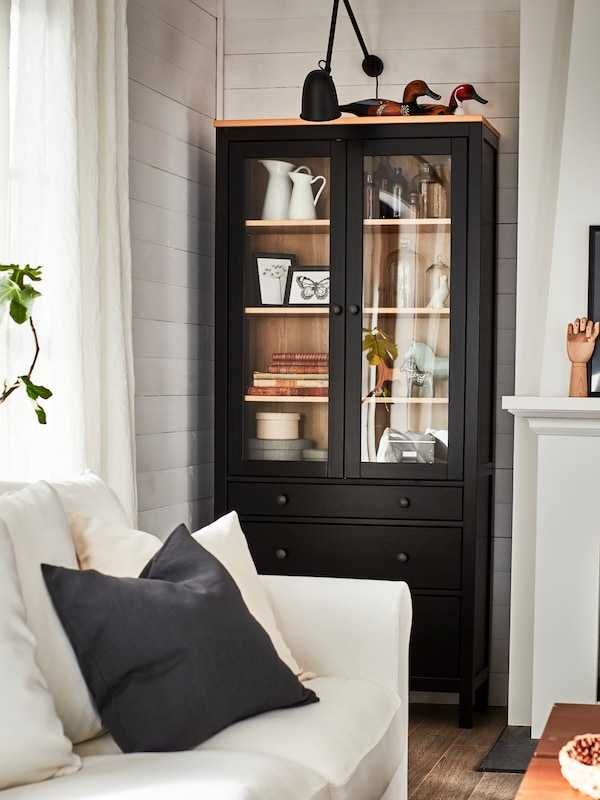 Biblioteczka ikea  HEMNES Witryna z 3 szufl czarnybrąz 90x197 nowa !!