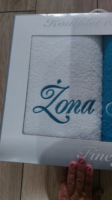 Komplet 2 ręczników mąż żona 70x140cm Finezja