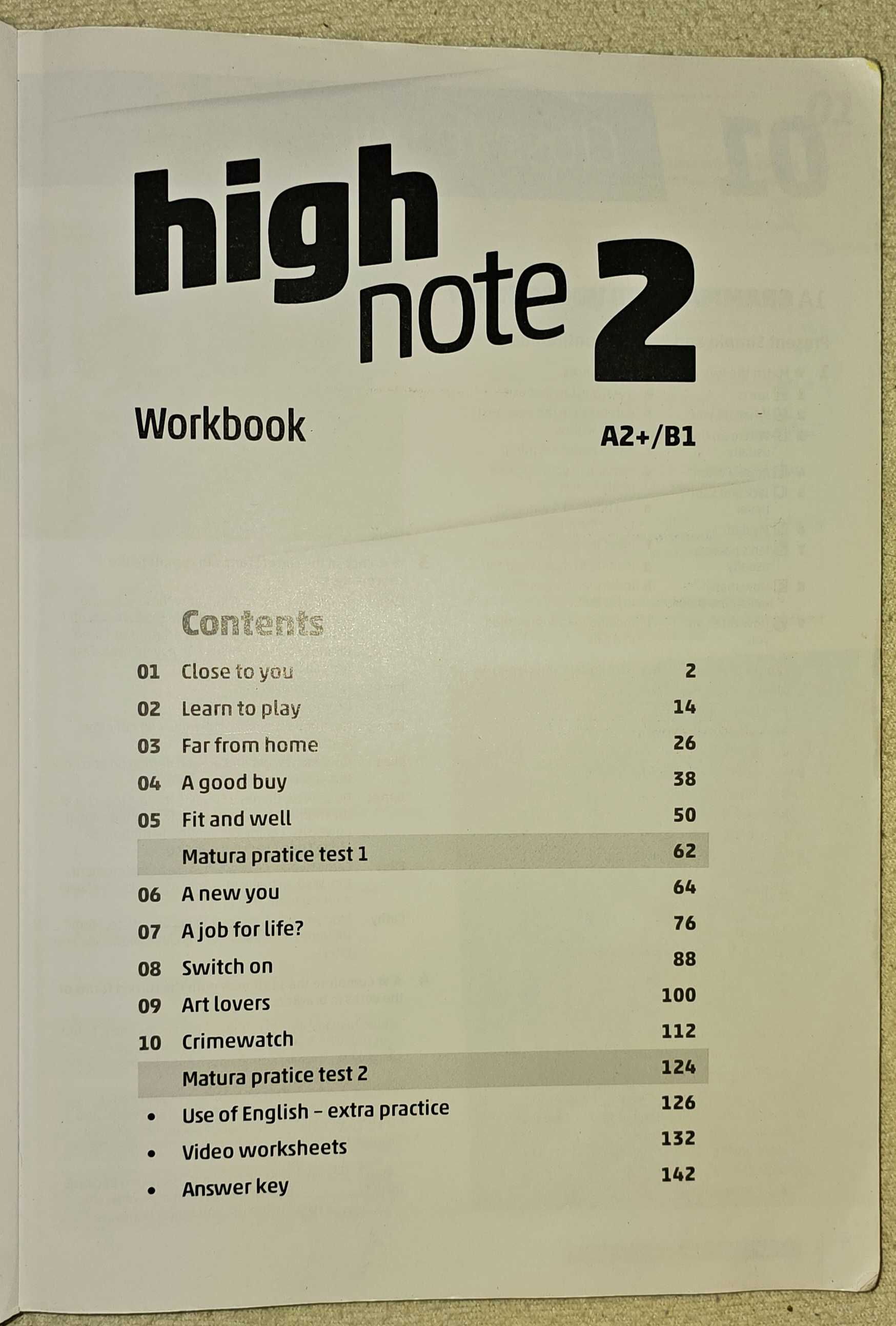 High note 2. Workbook. Poziom A2+/B1