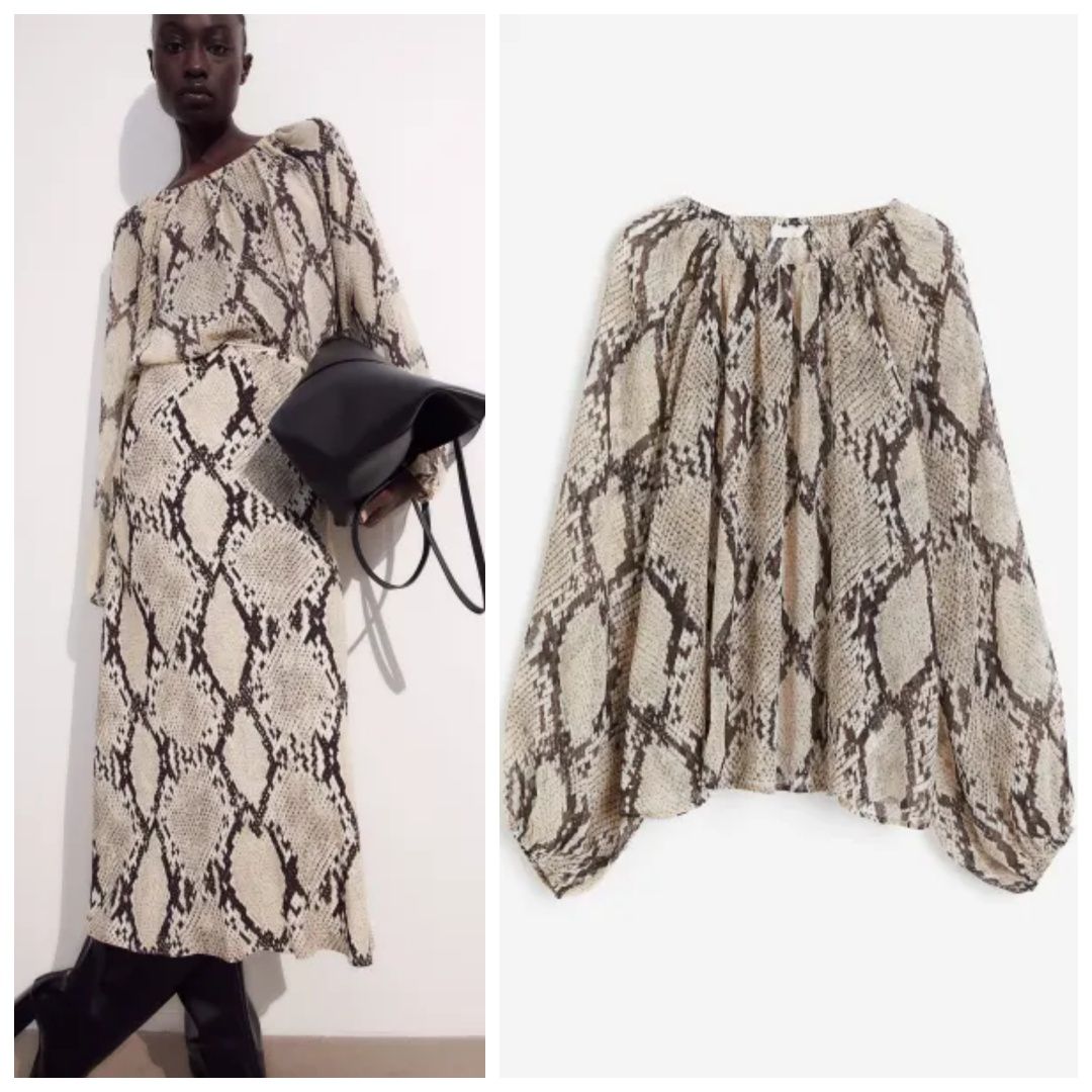 H&M S-L obszerna NOWA bluzka z imitacji skóry węża