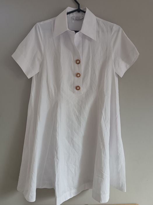 Sukienka biała z kołnierzem guziki Reserved Zara nowa