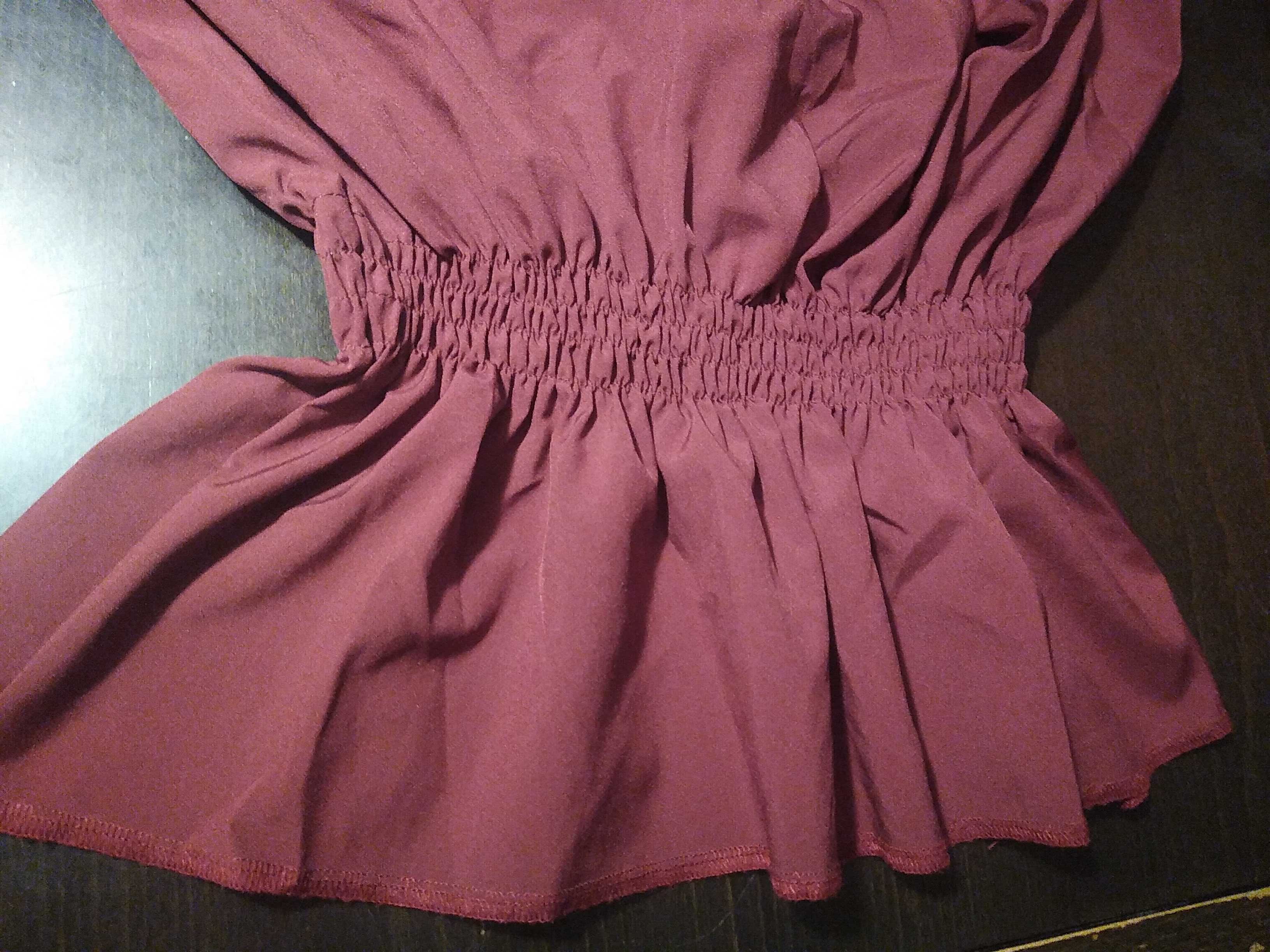 Bordowa bluzka rękaw.3/4 rozmiar S