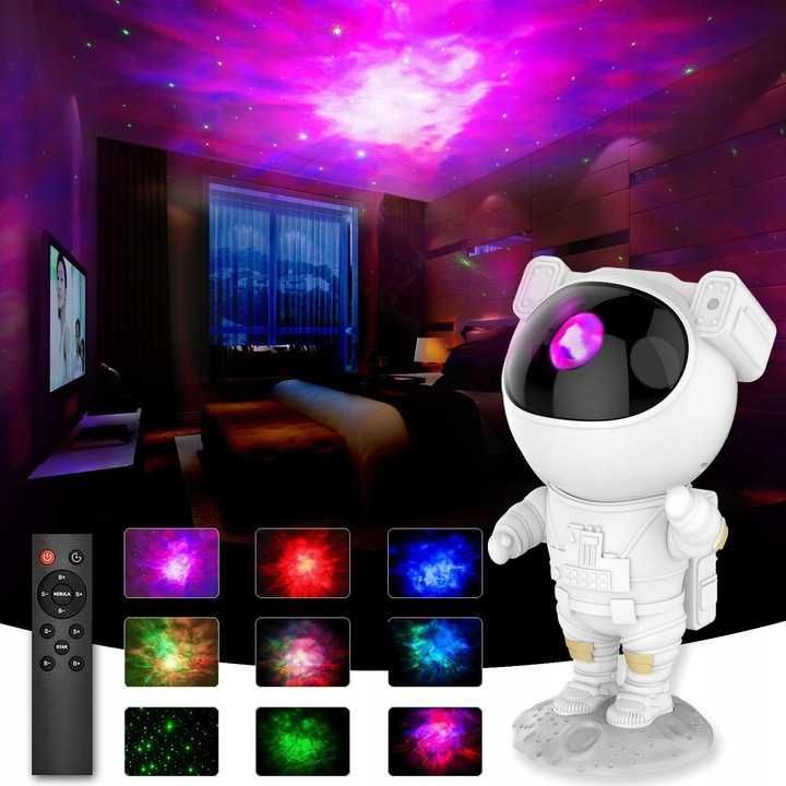 PROJEKTOR GWIAZD ASTRONAUTA Dla Dzieci Lampka Nocna Led Laserowy