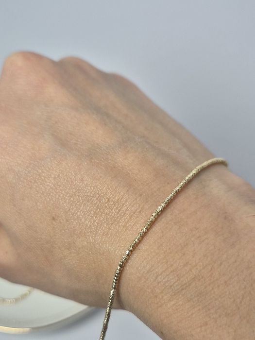 Nowy złoty komplet naszyjnik bransoletka szlifowane diamentowane kulki