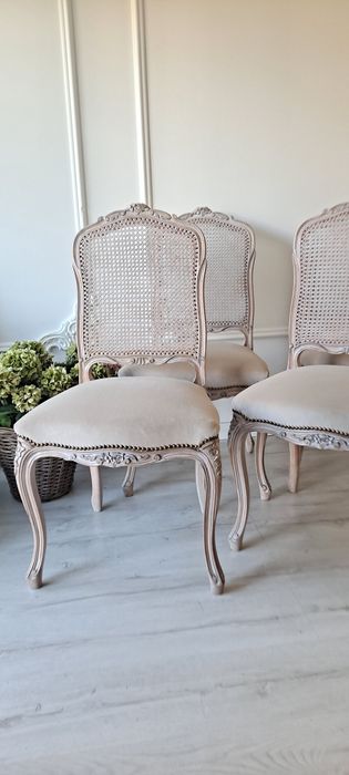 Stylowe krzesła rafia Shabby Chic Ludwikowskie Ludwik Prowansja  boho