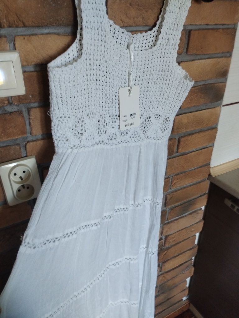 Sukienka bawełna biała S-M