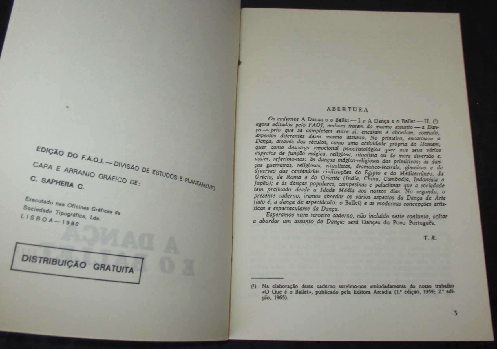 Livro A Dança e o Ballet I e II Tomaz Ribas Cadernos FAOJ