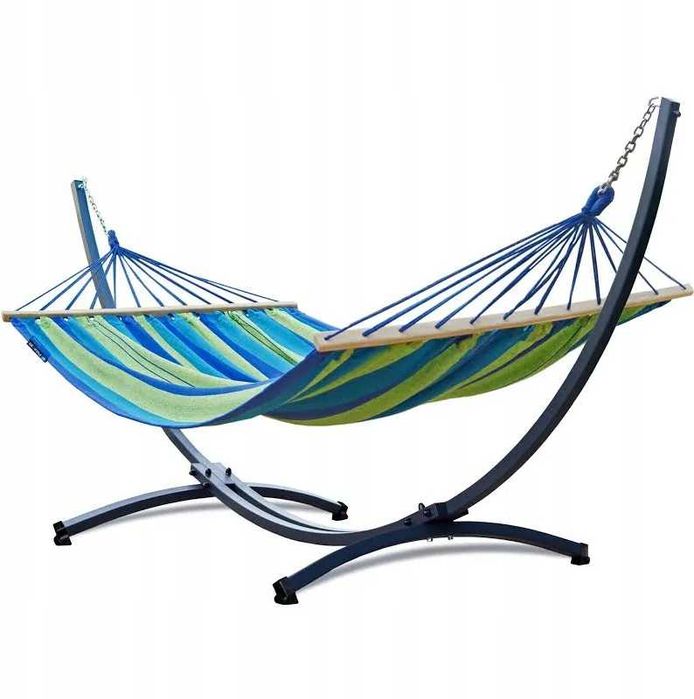Hamak ze stelażem stalowym GRANDE do ogrodu z poprzeczkami POTENZA