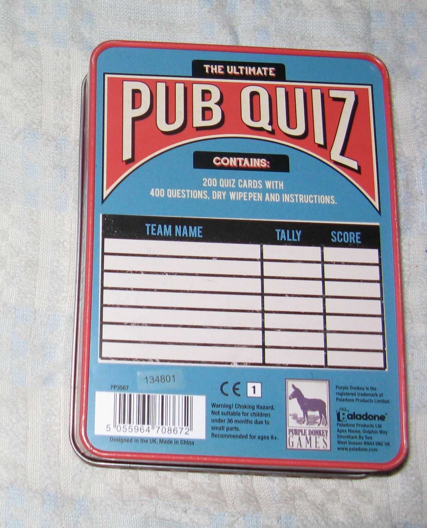 Карточная игра на английском Pub Quiz