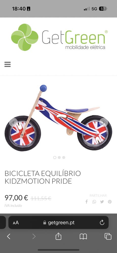 Bicicleta Equilíbrio criança