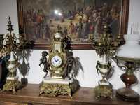 Stylowy włoski zegar Imperial mosiężny kandelabry marmur