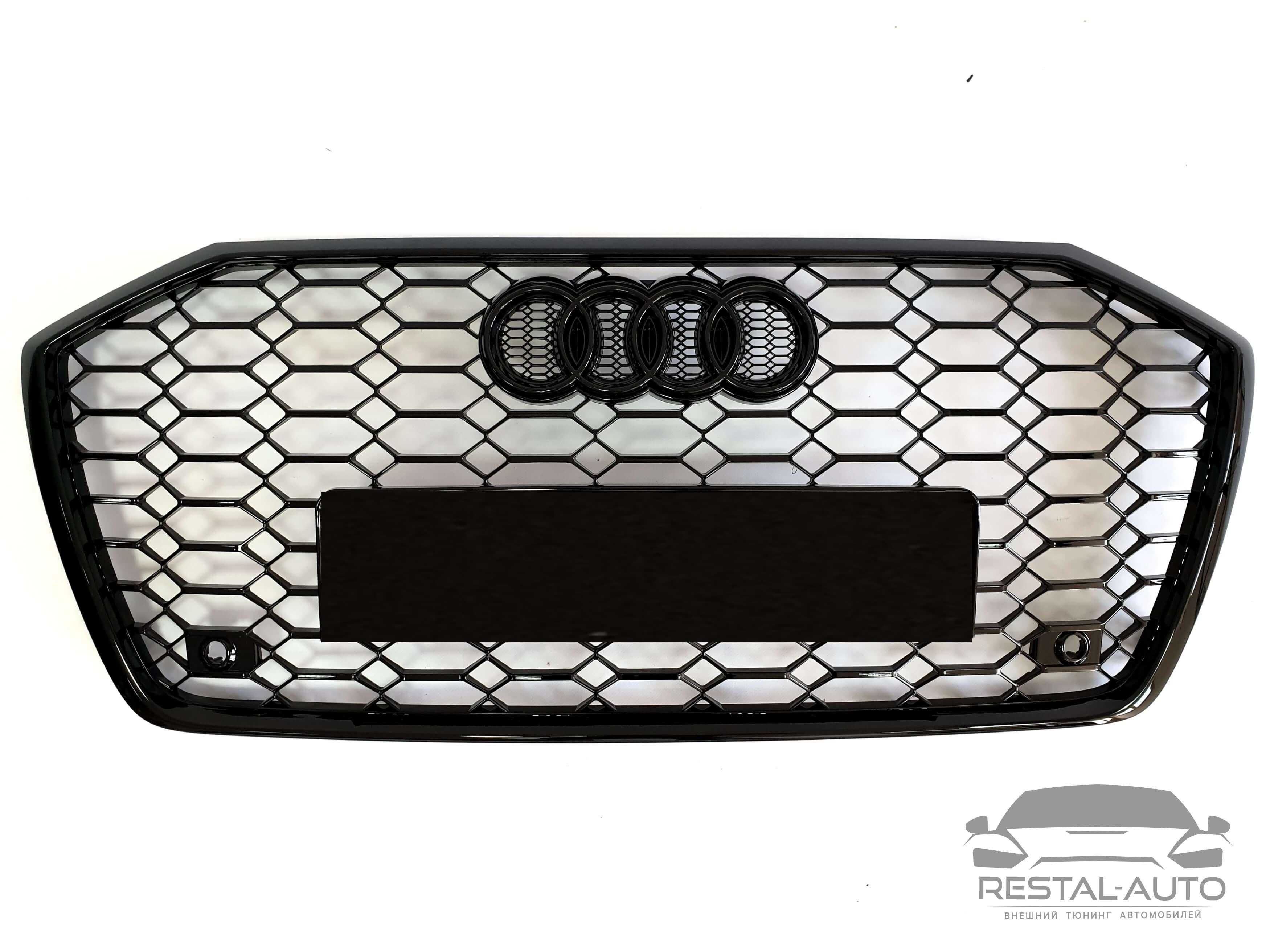 Решетка радиатора в стиле RS на Audi A6 C8 2018-2021 года ( Черная )