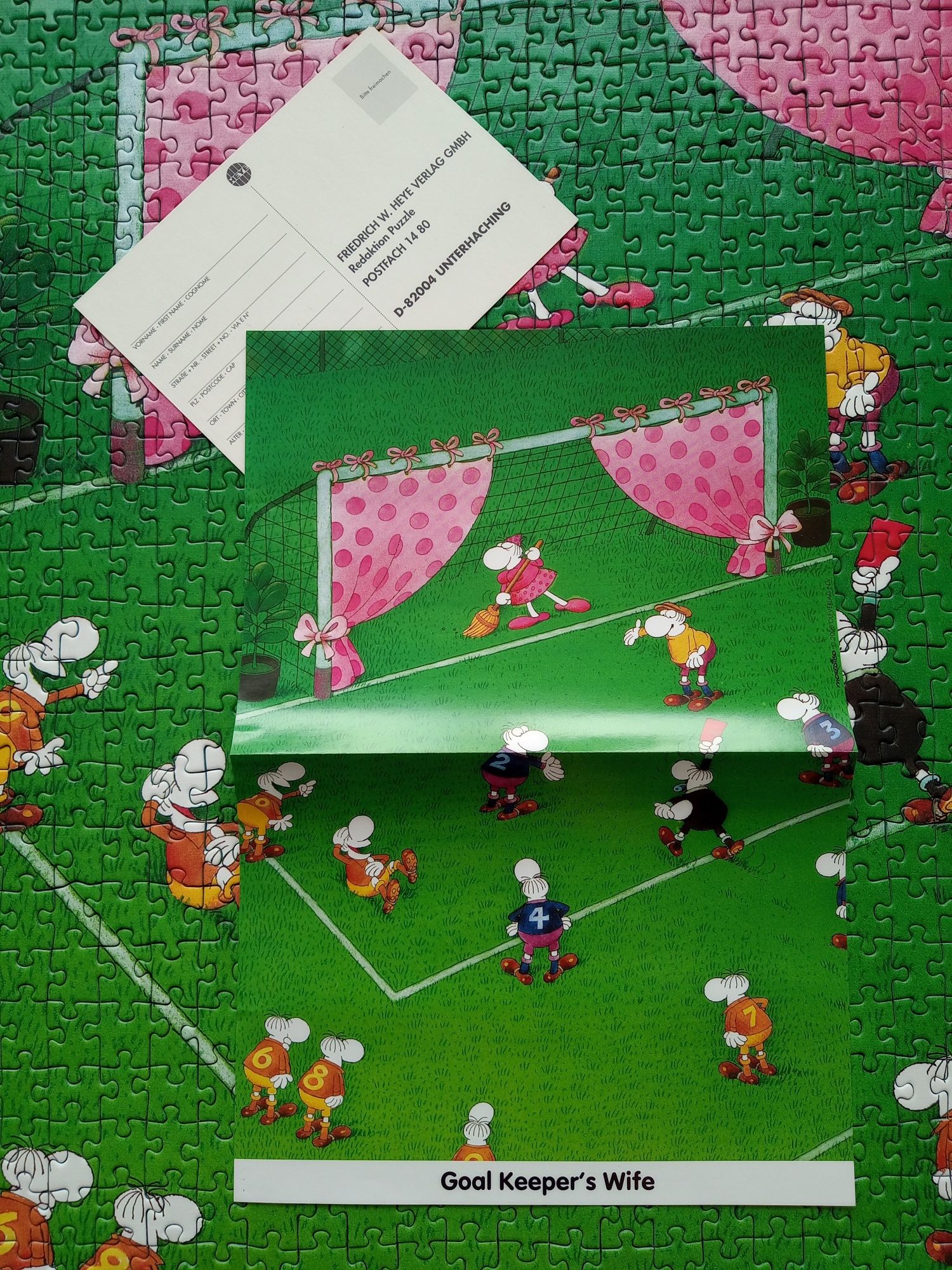 Puzzle Heye 750 Mordillo goal keeper's wife nie 1000