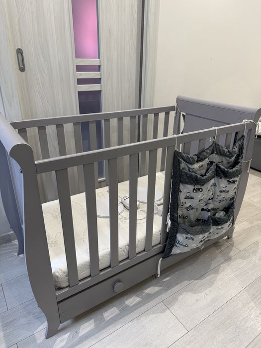 Łóżeczko dziecięce 120x60 drewniane z szufladą