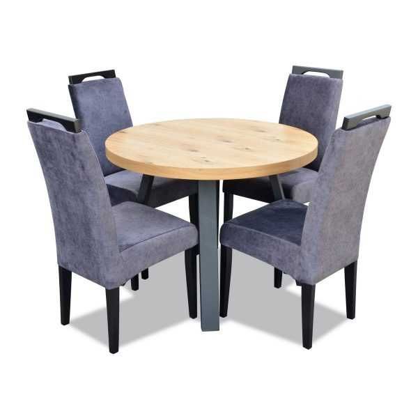 Stół dębowy okrągły LOFT-S7 dąb   krzesła tapicerowane wysyłka 24 godz
