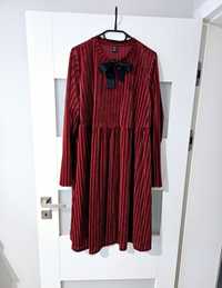Czerwona sukienka xxl Shein aksamitna sukienka z kokardą