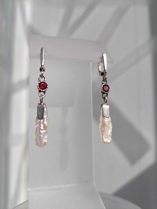 серебряные  серьги с жемчугом Бива