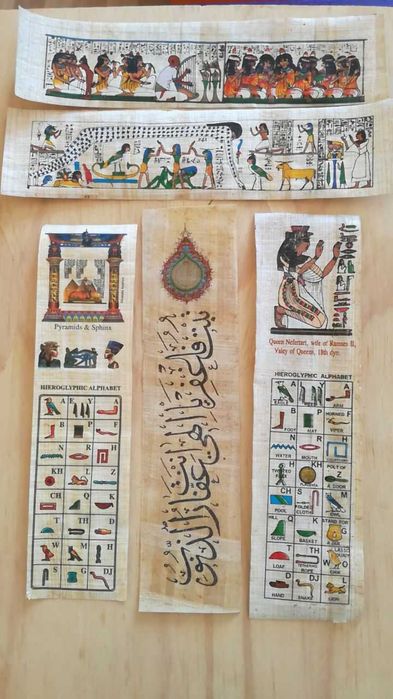 Marcadores de páginas pintados à mão de papiro egípcio v. P. Ind.