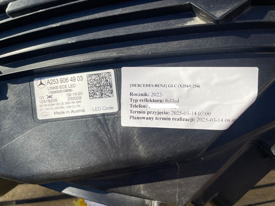 oryginalna lampa lewa LED Mercedes GLC 2022+ (X254/C254)
