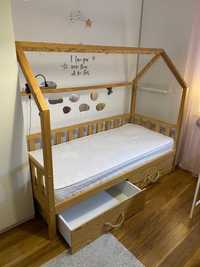 Łóżko domek o wym. 186x86 w kolorze naturalnego drewna