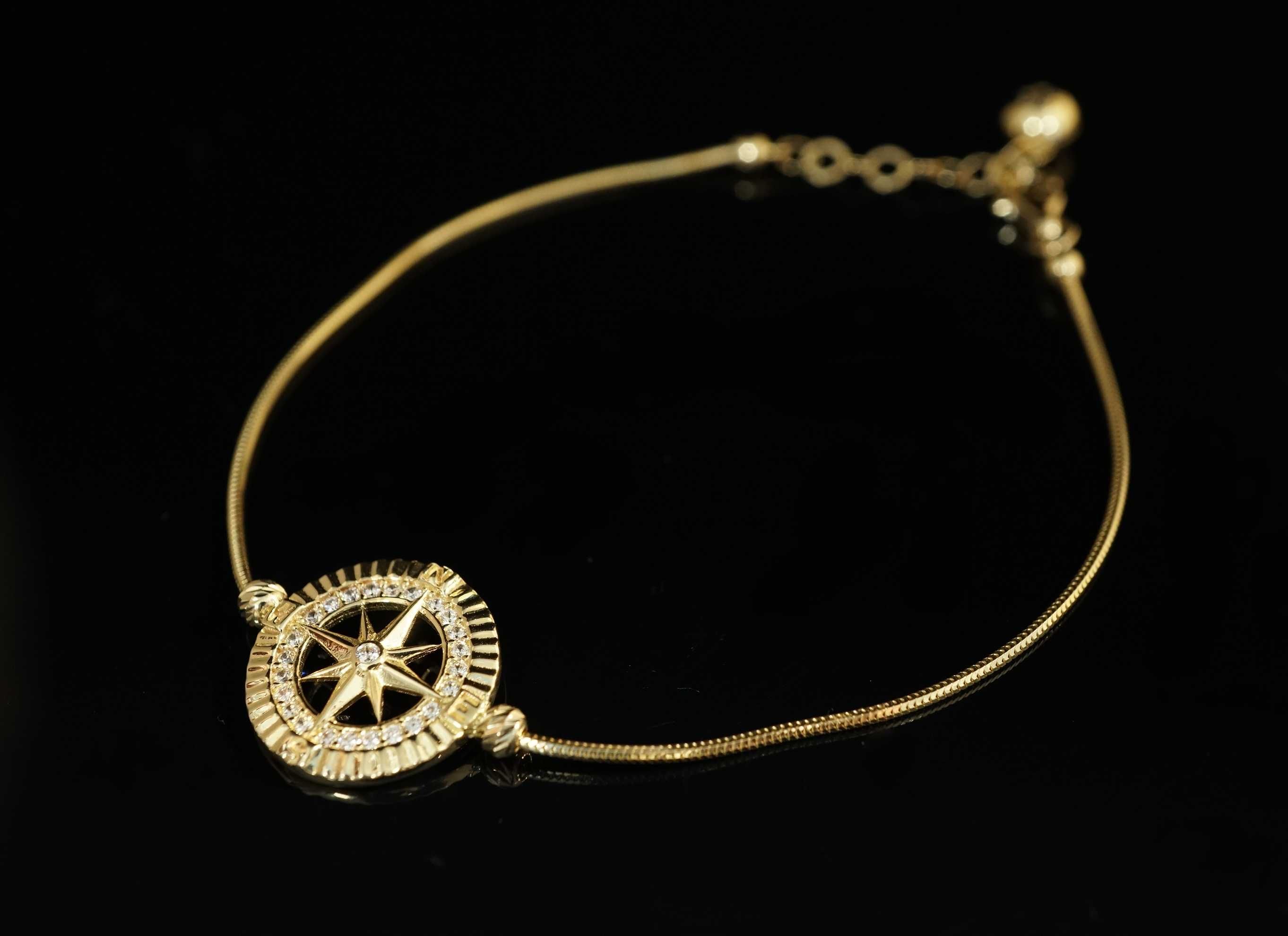 Złoto 585-złota bransoletka damska kompas