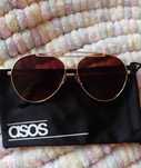 ASOS/ Duże, złote okulary przeciwsłoneczne, pilotki/ NOWE